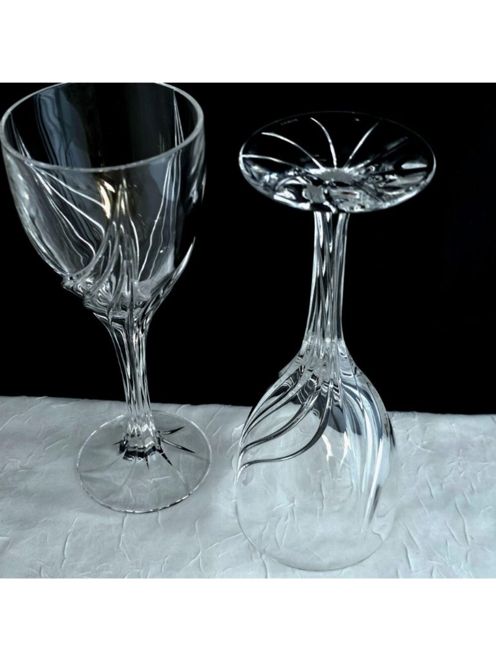Lenox Crystal Debut Water Glasses 8.25" set-2 vertical swirl fine cut crystal - Picture 10 of 10